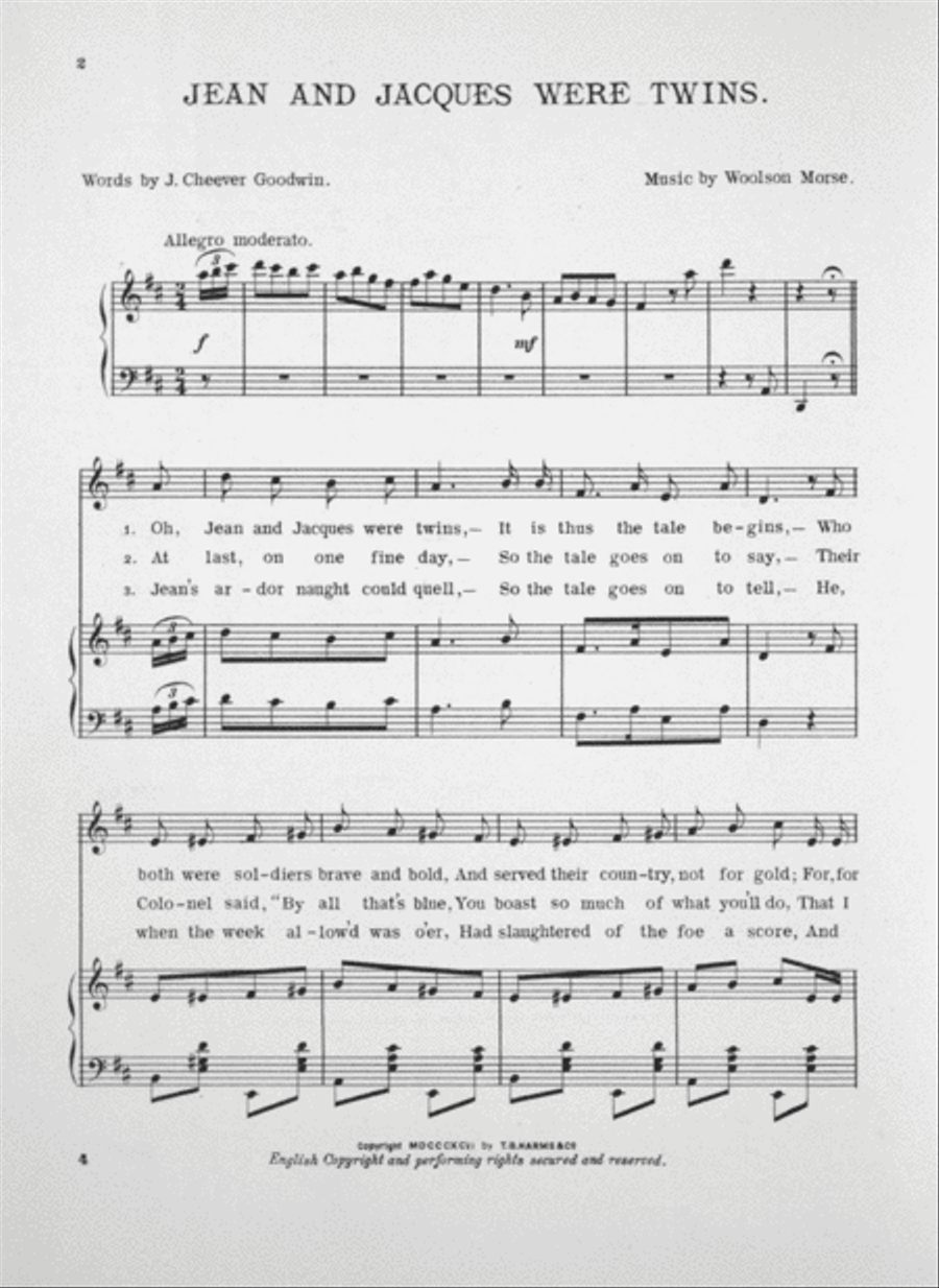 Lost, Strayed or Stolen. Musical Comedy. Jean and Jaque Were Twins Voice scores gallery preview page 2