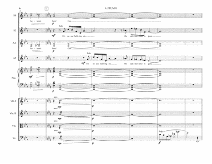 AUTUMN - For Treble Voices (SSAA) Piano & String Quartet SSAA scores gallery preview page 6