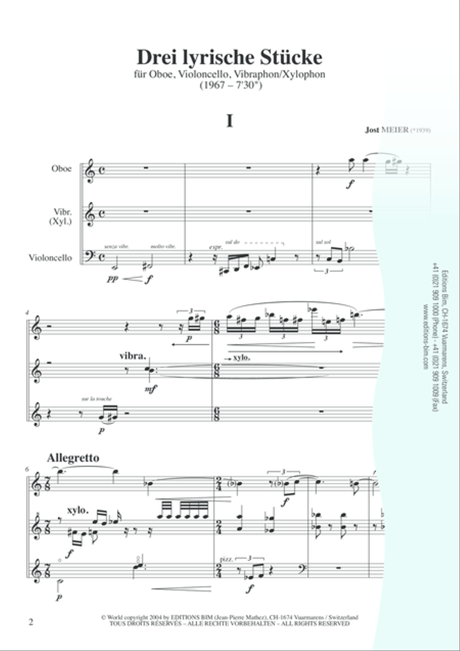 3 lyrische Stücke 3 lyrische Stücke Oboe scores gallery preview page 2