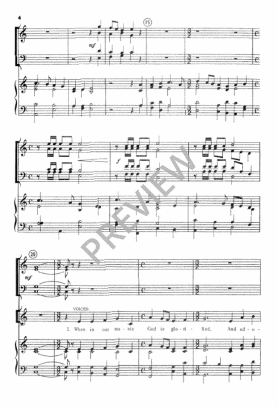 When, in Our Music, God Is Glorified 4-Part scores gallery preview page 4