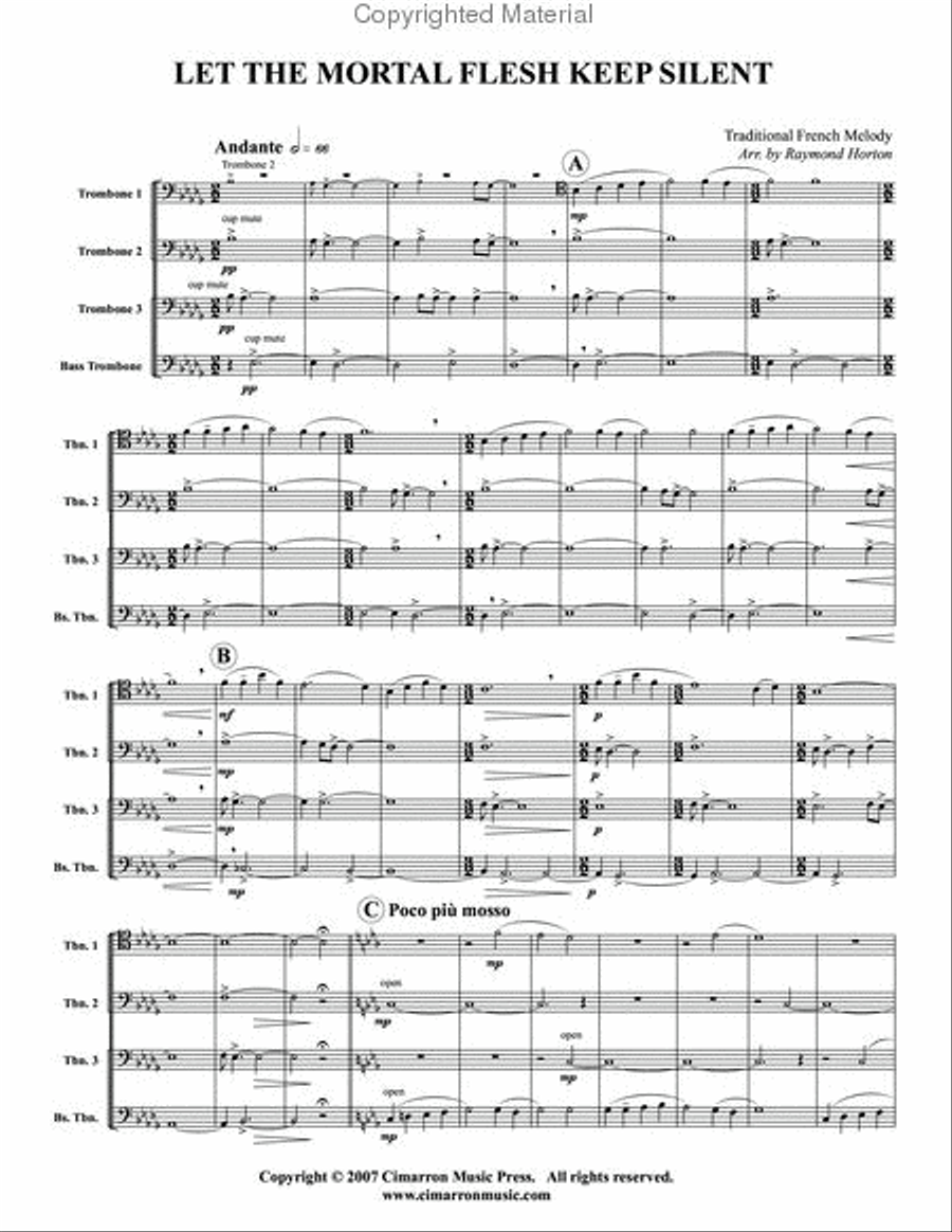 Let All Mortal Flesh Keep Silent Trombone Quartet scores gallery preview page 2