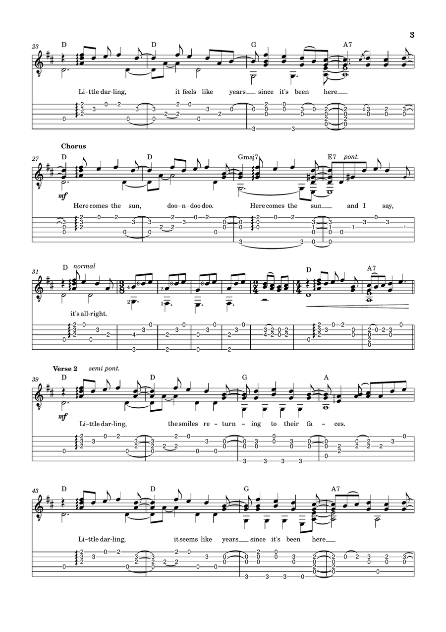Here Comes The Sun Acoustic Guitar scores gallery preview page 3
