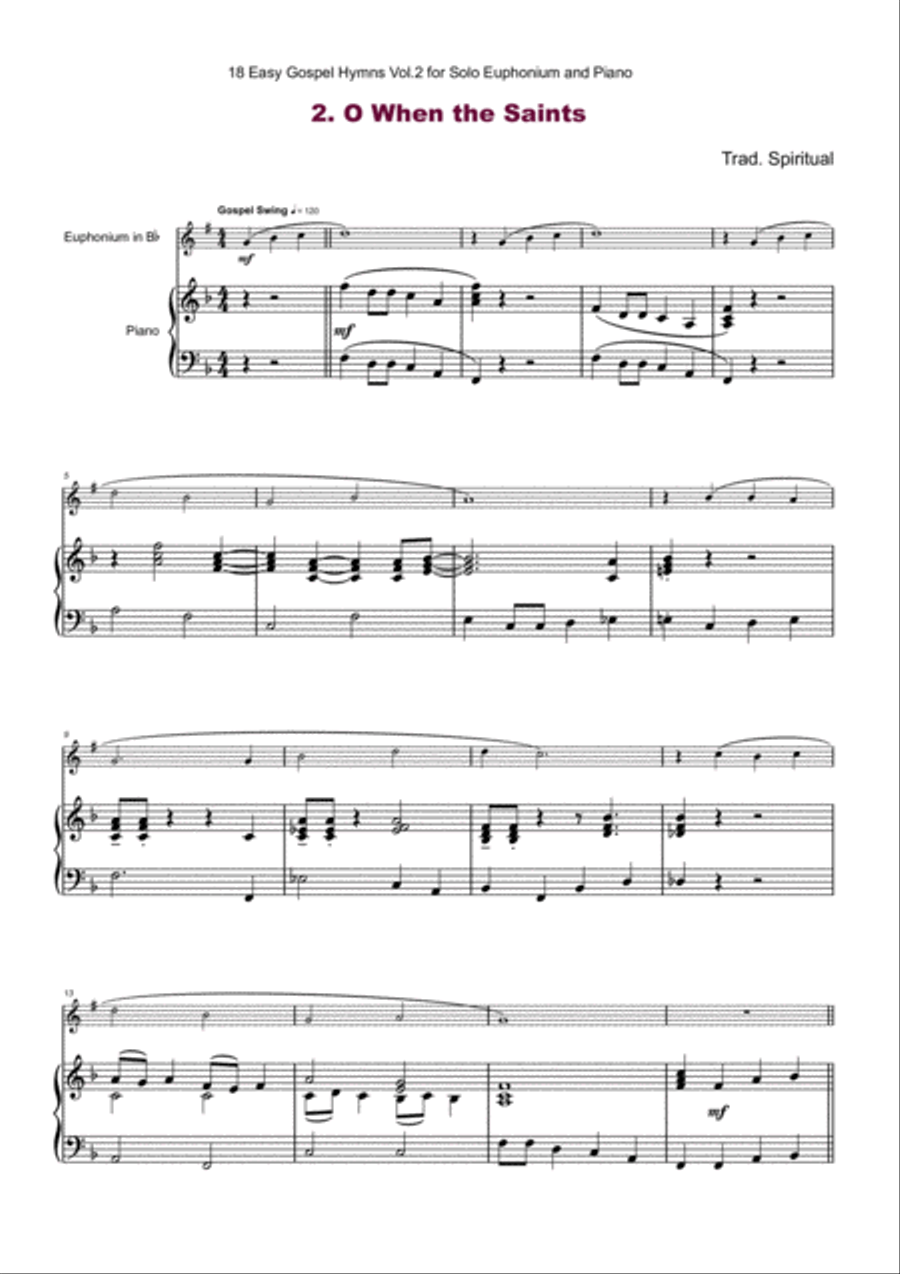18 Gospel Hymns Vol.2 for Solo Euphonium and Piano