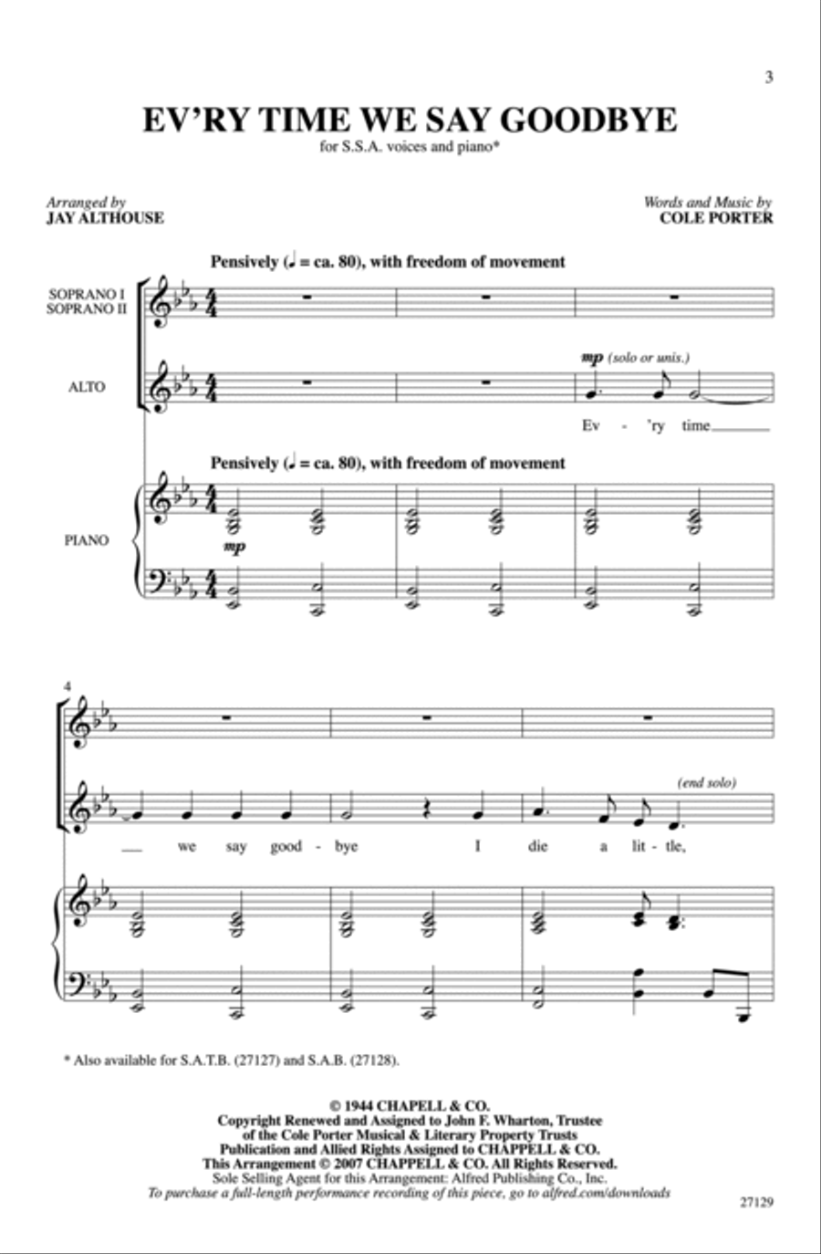 Ev'ry Time We Say Goodbye Women's Choir scores gallery preview page 2