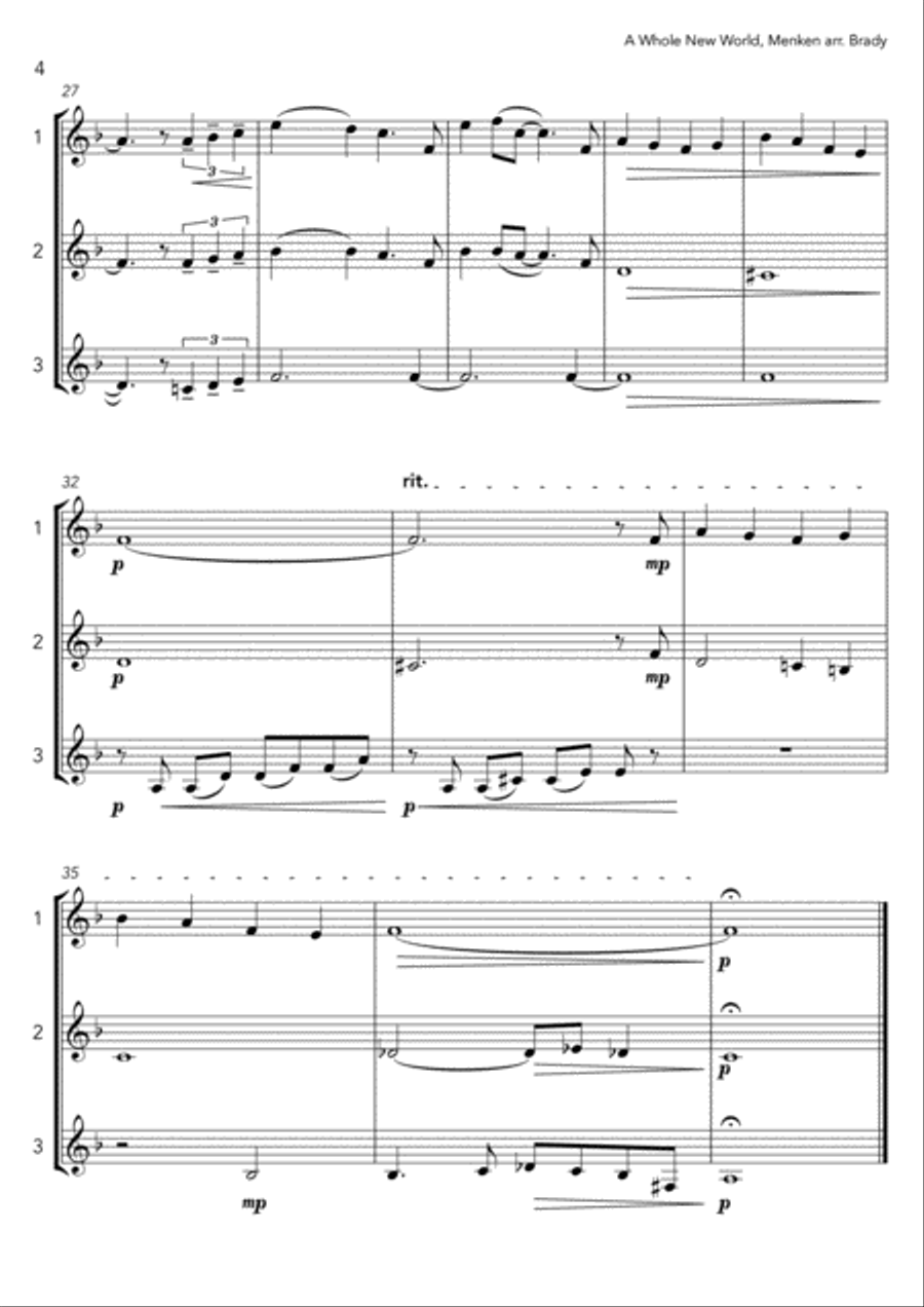 A Whole New World (from 'Aladdin') Brass Ensemble scores gallery preview page 4