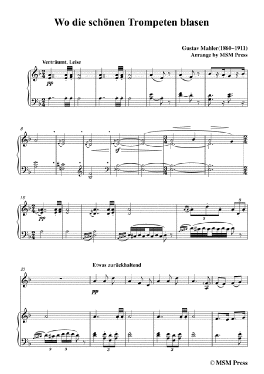 Mahler-Wo die schönen Trompeten blasen, for Violin and Piano Violin Solo scores gallery preview page 3