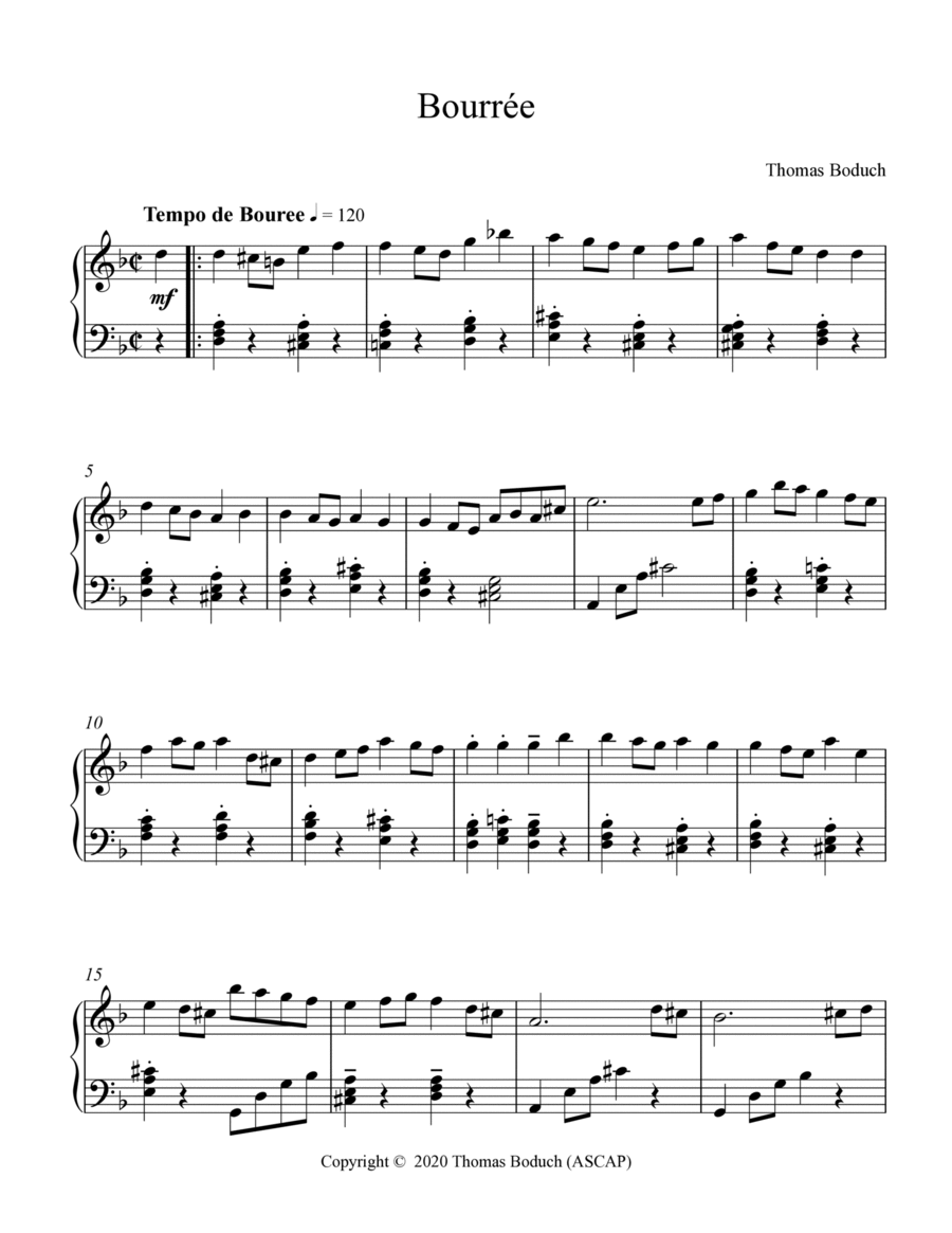 Bourrée Bourrée Piano Solo scores gallery preview page 1