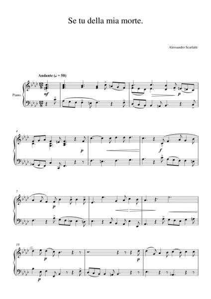 Alessandro Scarlatti - Se tu della mia morte (Easy Piano Version) image number null