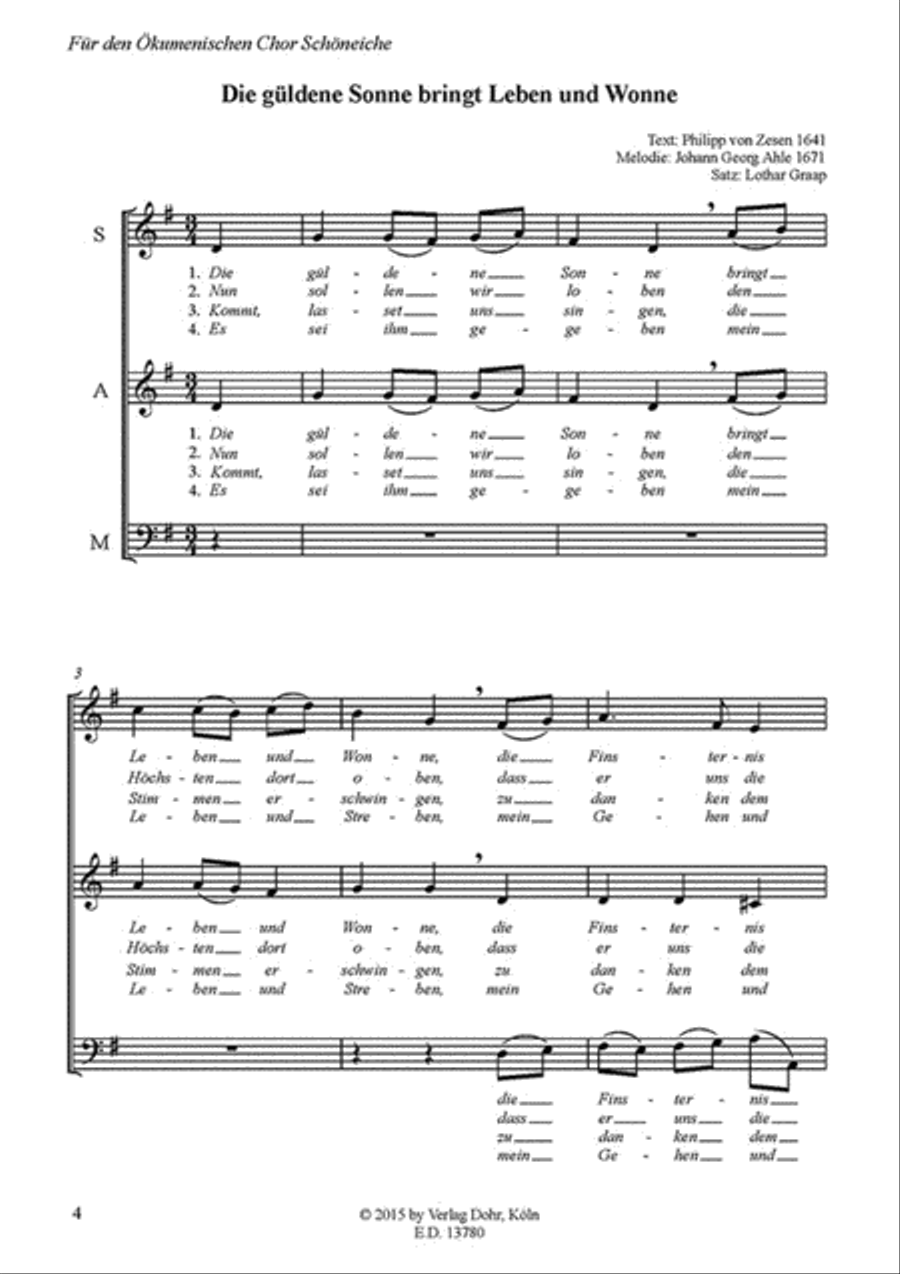 Wohlauf in Gottes schöne Welt, Heft 2 -Geistliche Volkslieder in leichten Sätzen für dreistimmigen gemischten Chor a cappella- 3-Part scores gallery preview page 2