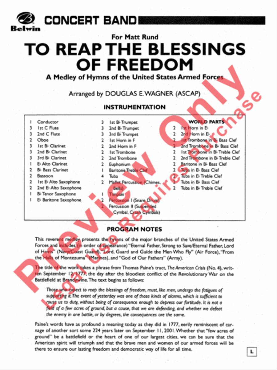 To Reap the Blessings of Freedom Concert Band scores gallery preview page 2