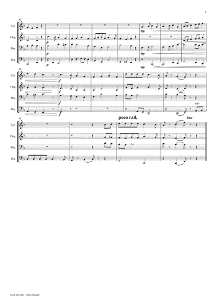 Deck the halls - Christmas Carol - Polyphonic - Brass Quartet image number null
