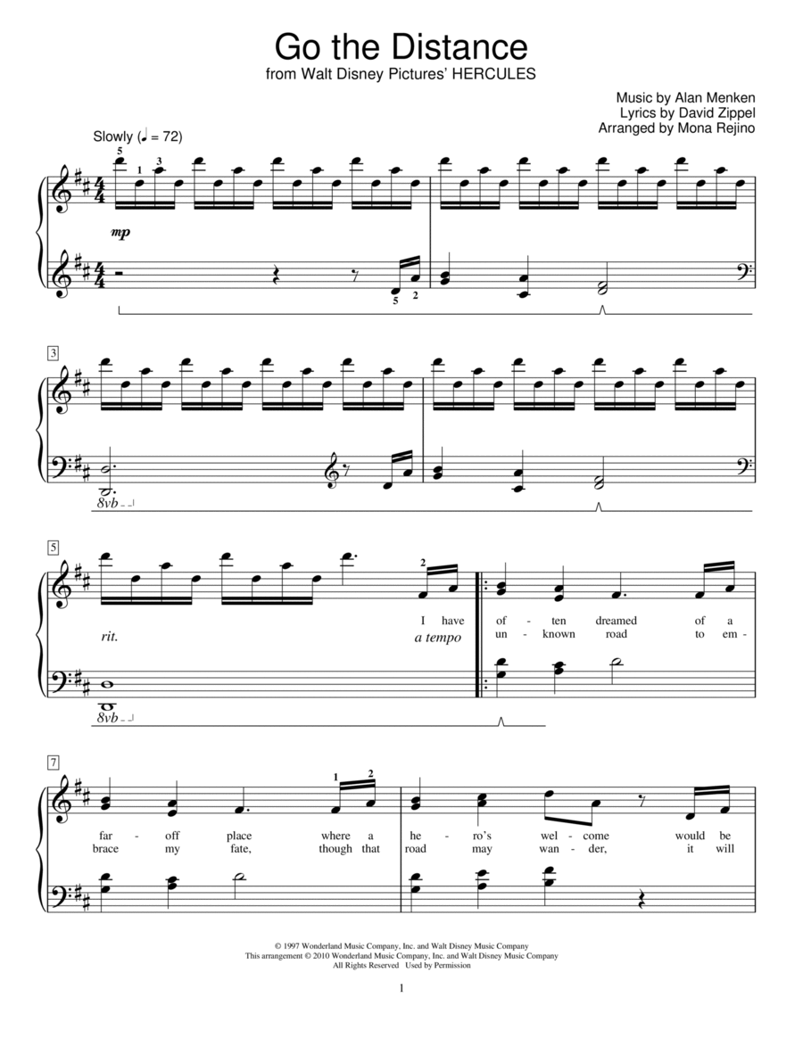 Go The Distance (from Hercules) (arr. Mona Rejino) Piano Method scores gallery preview page 1