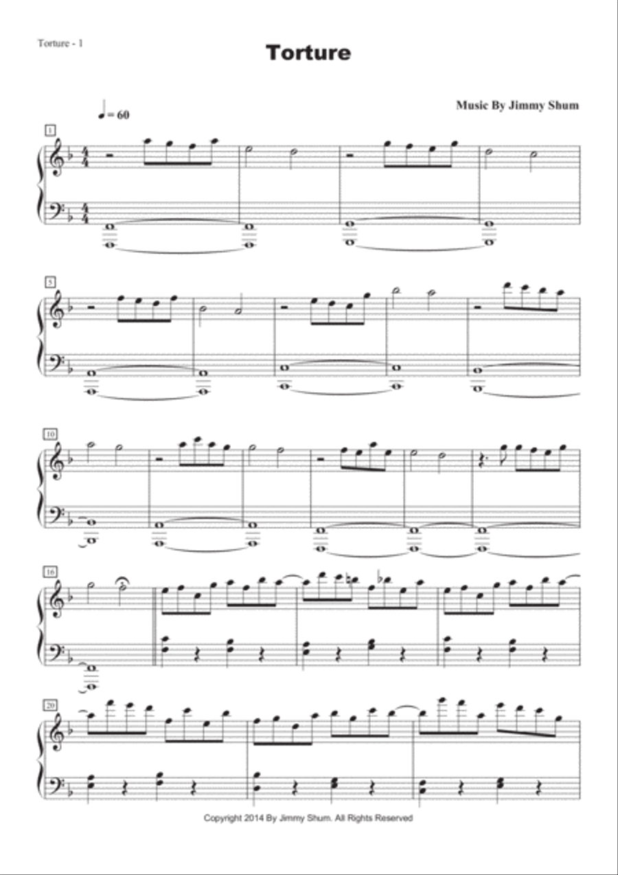 Torture Torture Piano Solo scores gallery preview page 2