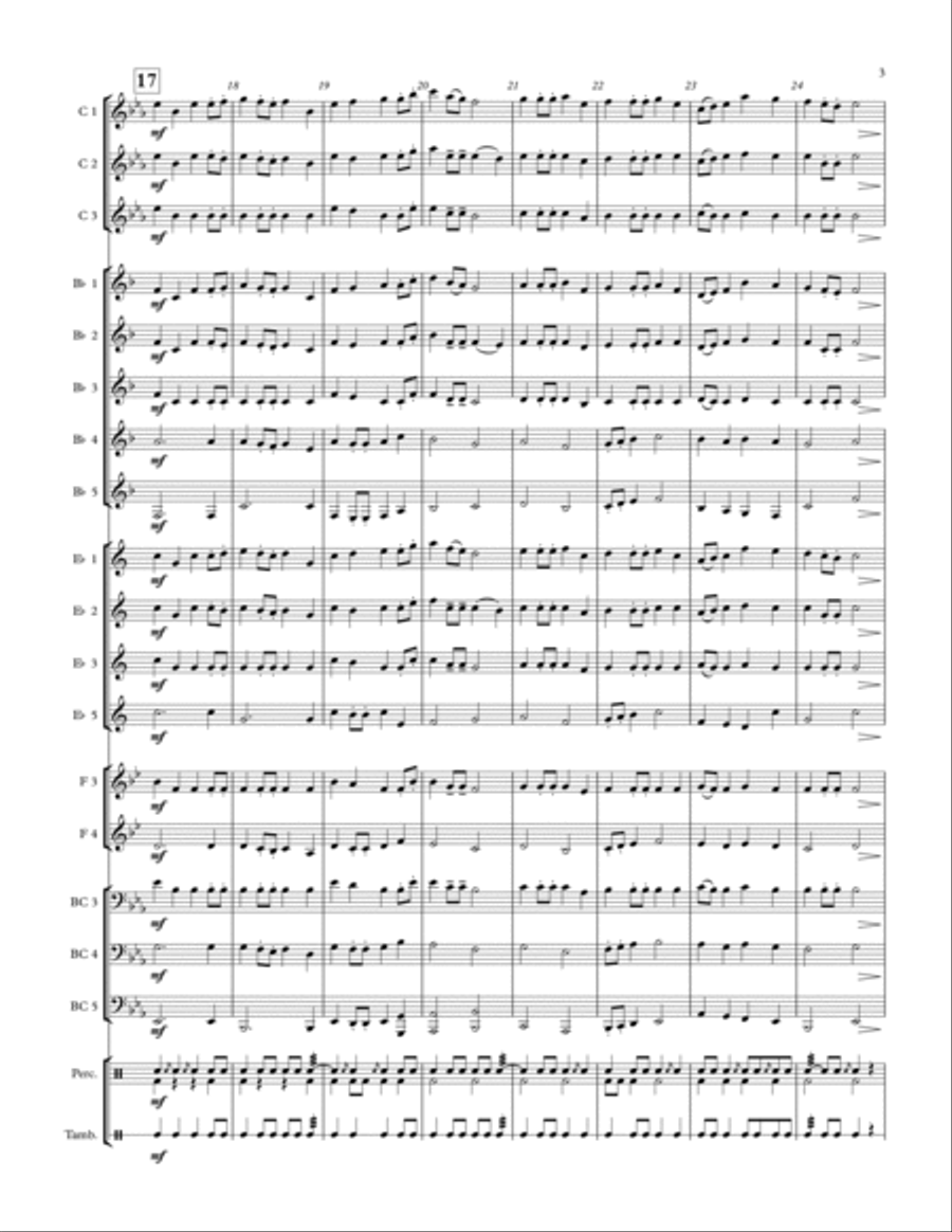 Castle on the Hill - for adaptable quintet Concert Band scores gallery preview page 3