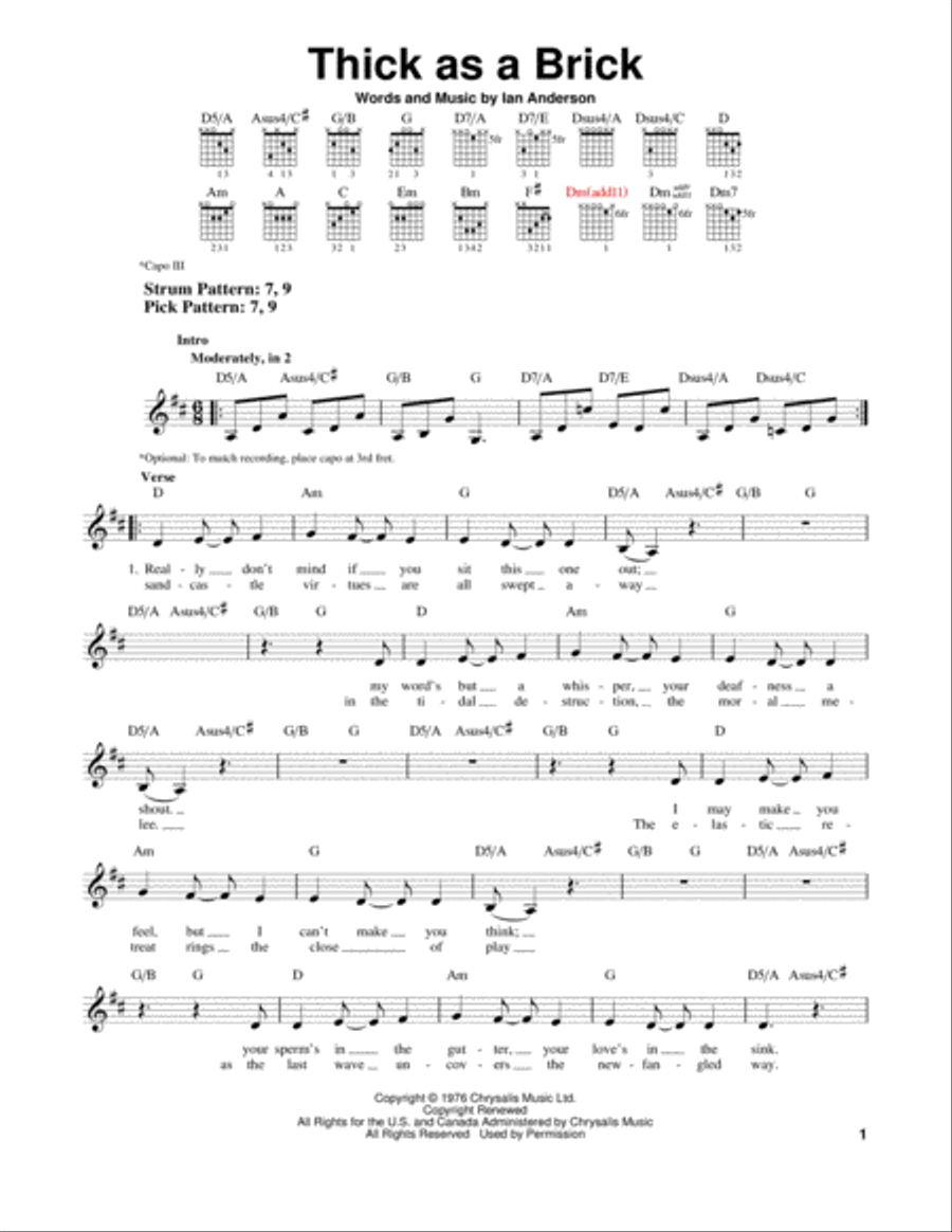 Thick As A Brick Thick As A Brick Acoustic Guitar scores gallery preview page 1