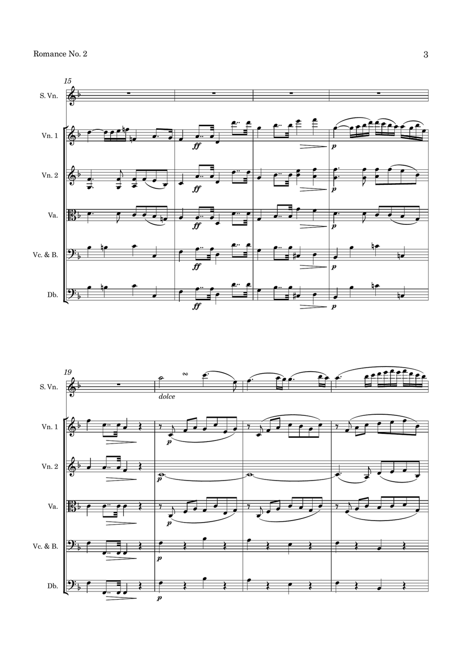 Beethoven Romance No. 2 Op. 50 for Violin and String Orchestra String Orchestra scores gallery preview page 4