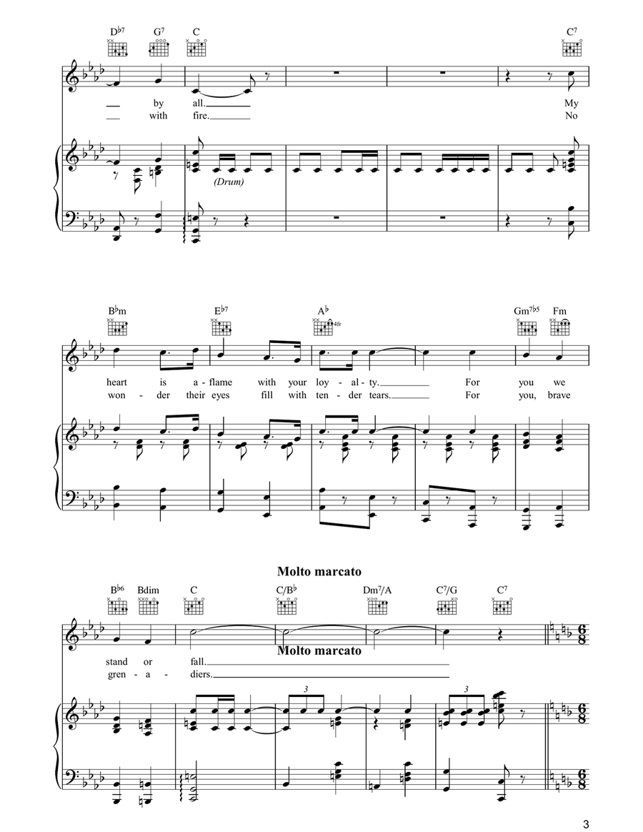 March Of The Grenadiers Piano, Vocal, Guitar scores gallery preview page 3