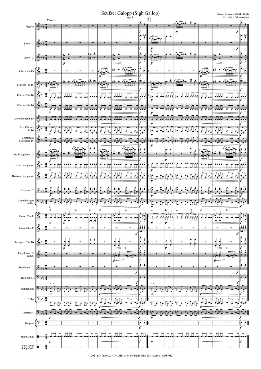 Seufzer Galopp (Sigh Gallop) op. 9 Concert Band scores gallery preview page 3