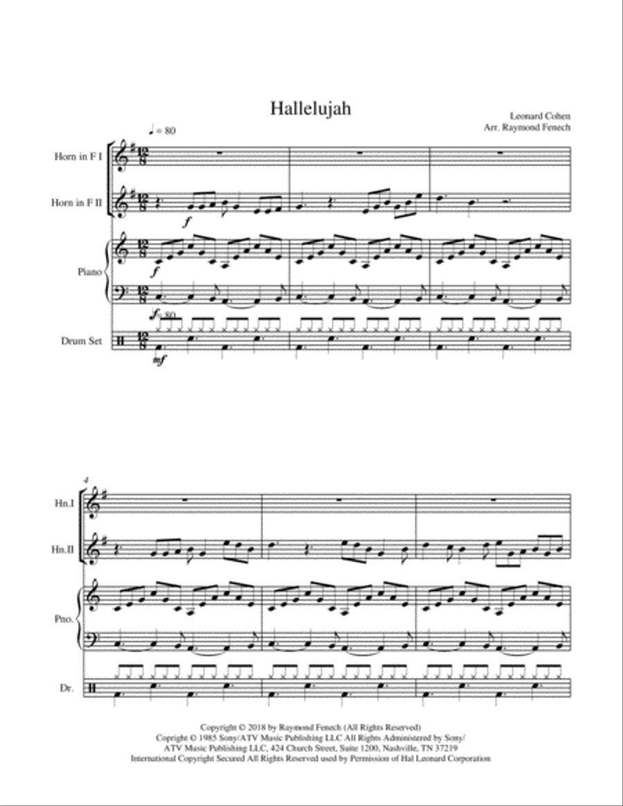 Hallelujah Brass Duet scores gallery preview page 4