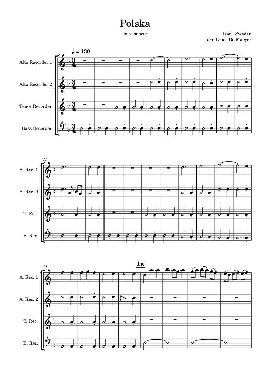 Swedish Polska Swedish Polska Alto Recorder scores gallery preview page 1
