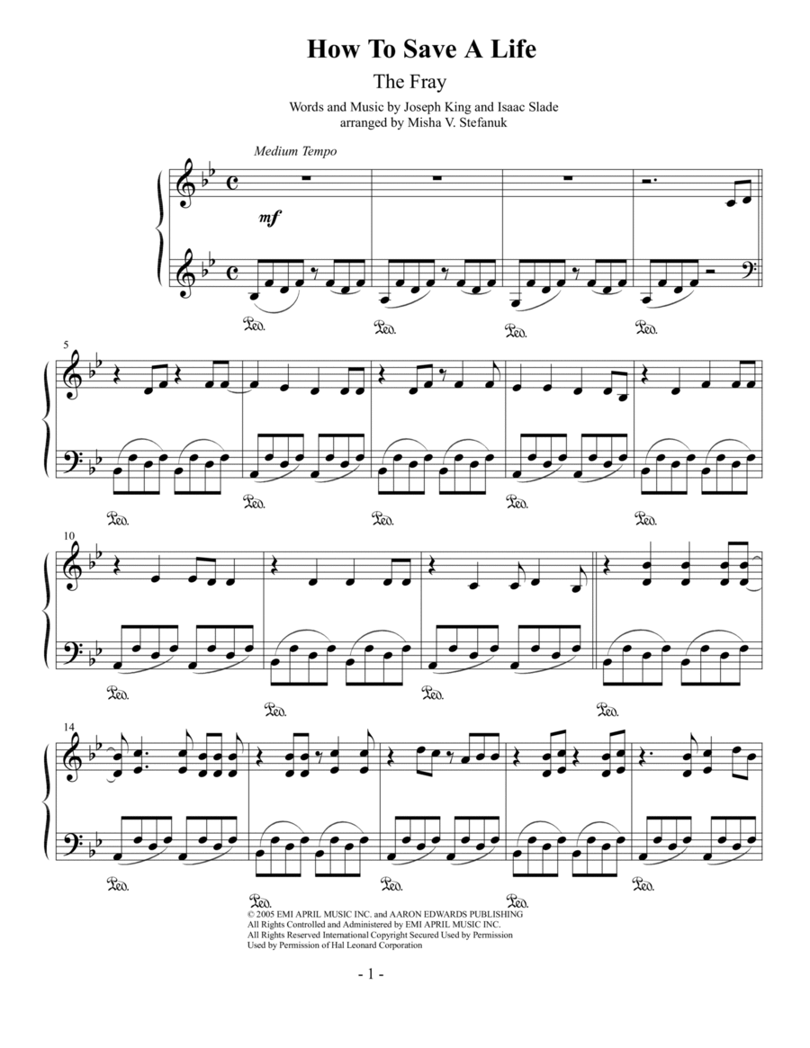 How To Save A Life Easy Piano scores gallery preview page 1
