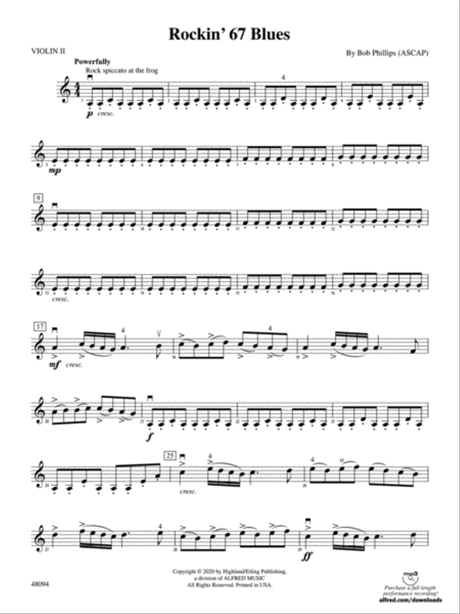 Rockin' 67 Blues: 2nd Violin String Orchestra scores gallery preview page 1