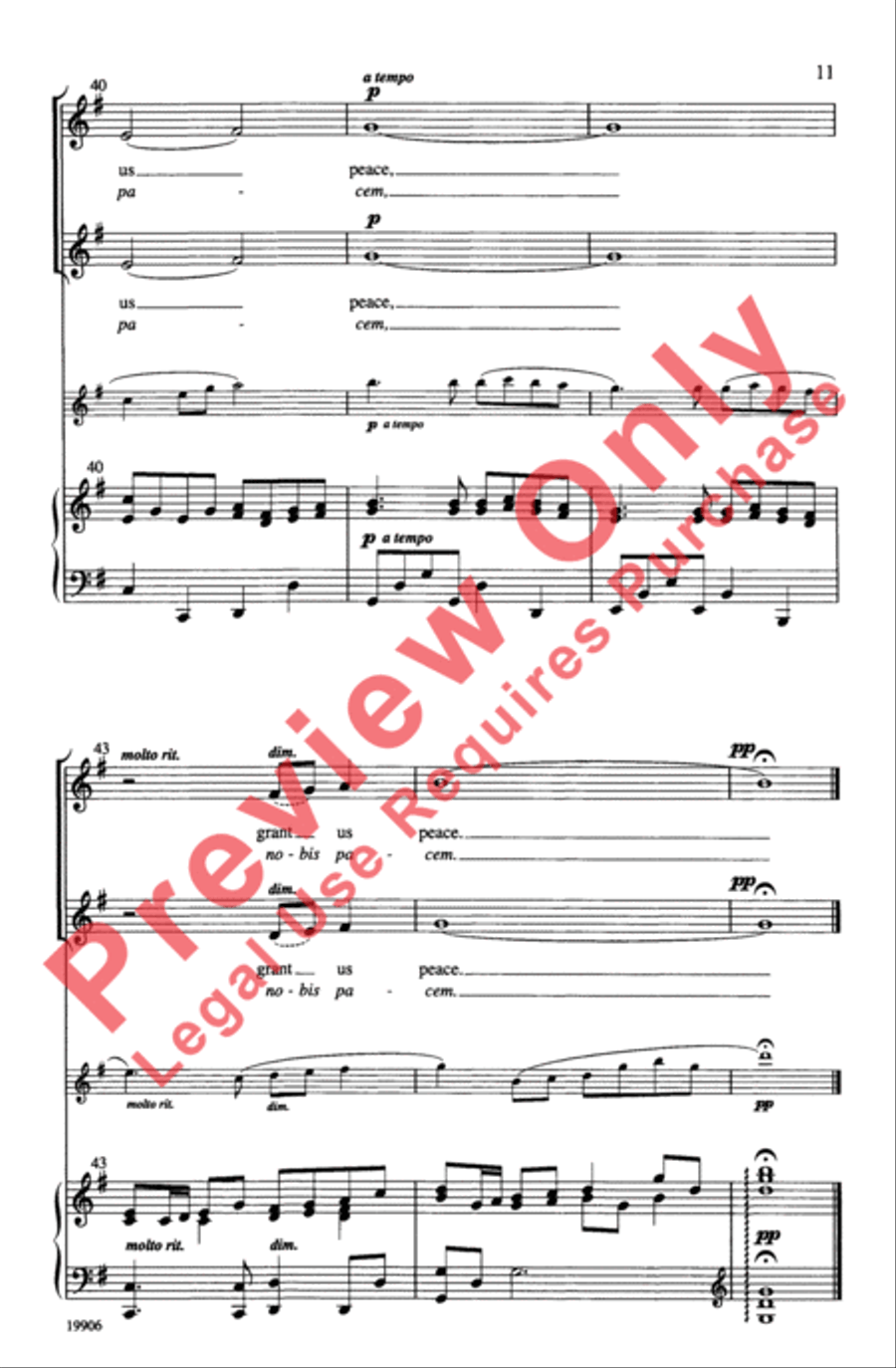 Pachelbel's Canon of Peace Unison Choir scores gallery preview page 11