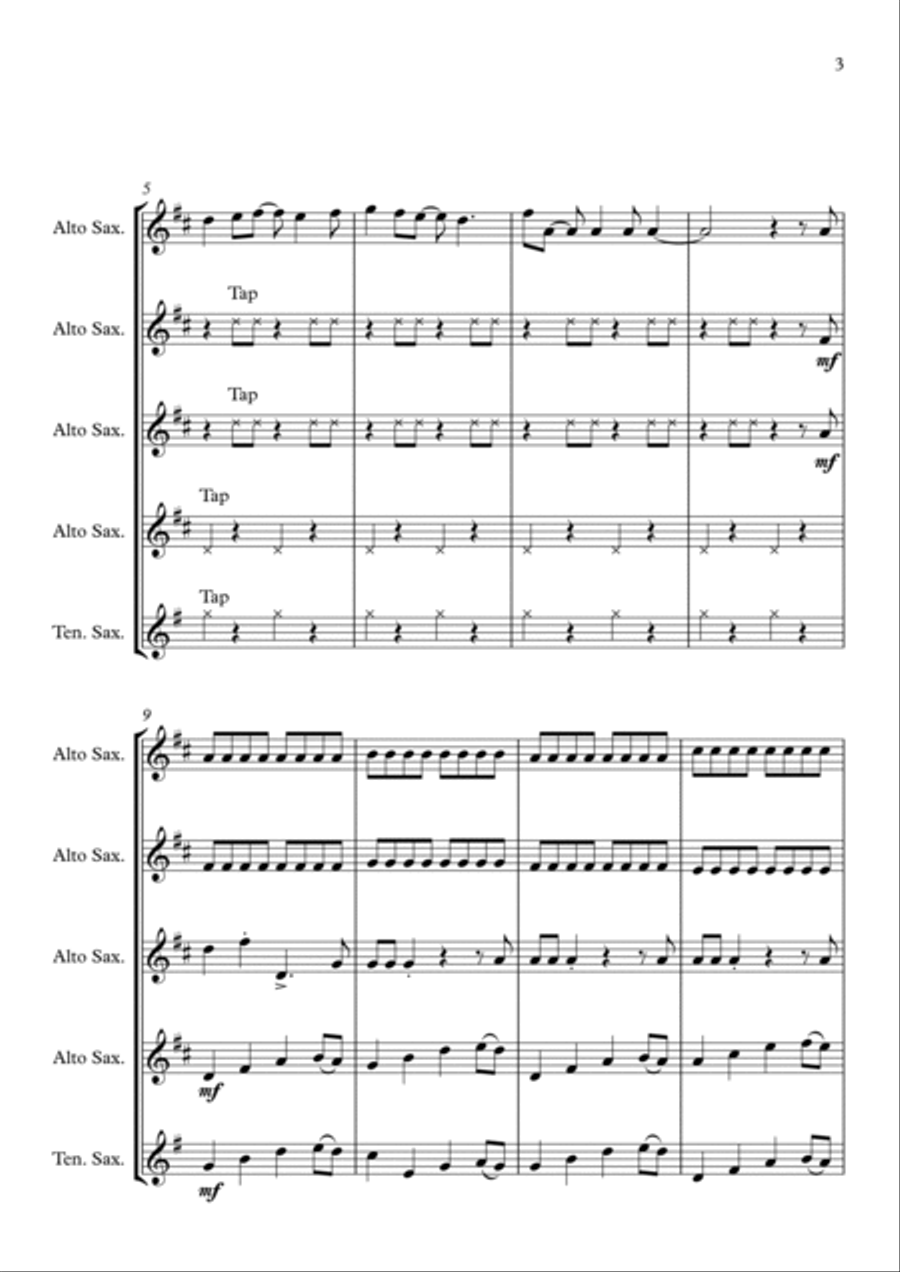 The Lion Sleeps Tonight Woodwind Quartet scores gallery preview page 3