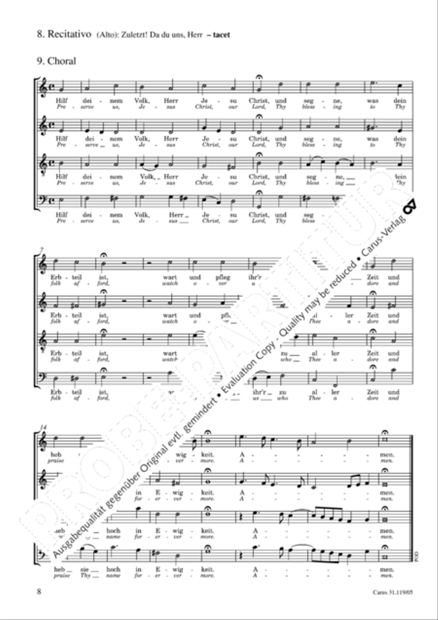 Praise the Lord, O Jerusalem (Preise, Jerusalem, den Herrn) 4-Part scores gallery preview page 9