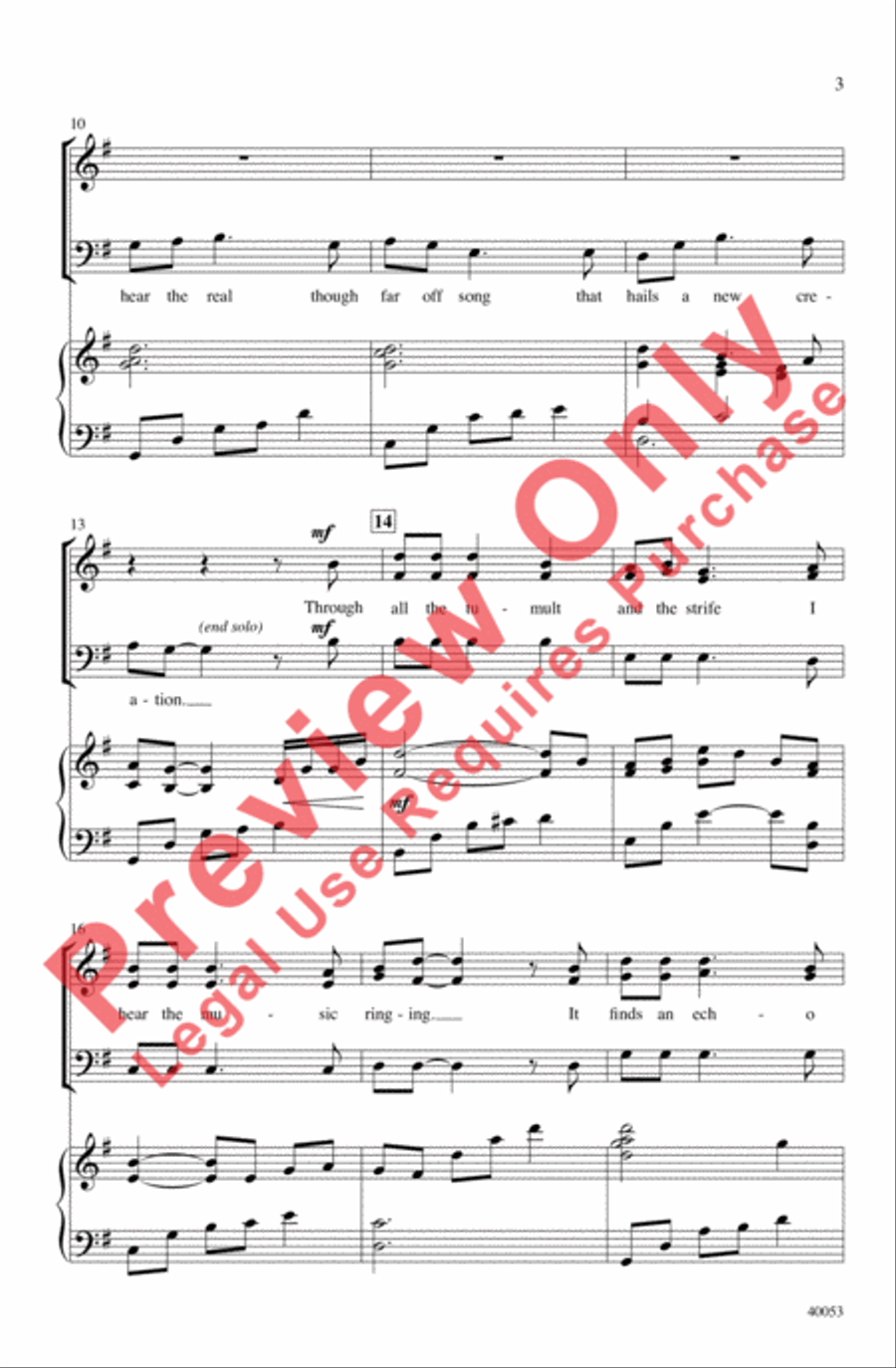 How Can I Keep from Singing? 3-Part scores gallery preview page 3
