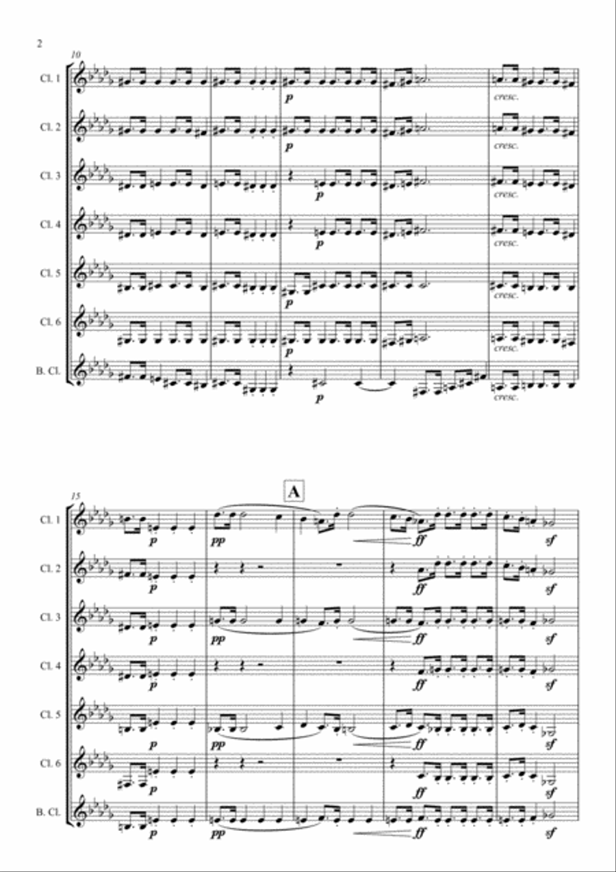 Marcia Funebra arranged for Clarinet Choir Clarinet Choir scores gallery preview page 4
