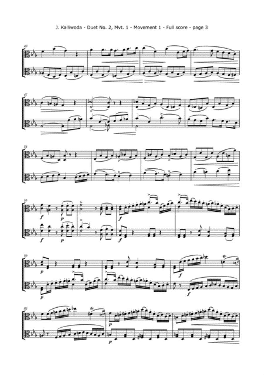Kalliwoda, J. - Duet No.2, Mvt. 1, Op. 70 for Two Violas String Duet scores gallery preview page 4