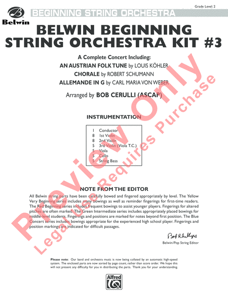 Belwin Beginning String Orchestra Kit #3