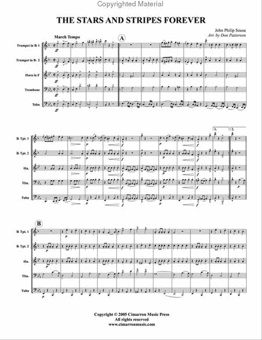 Stars & Stripes Forever Brass Quintet scores gallery preview page 2