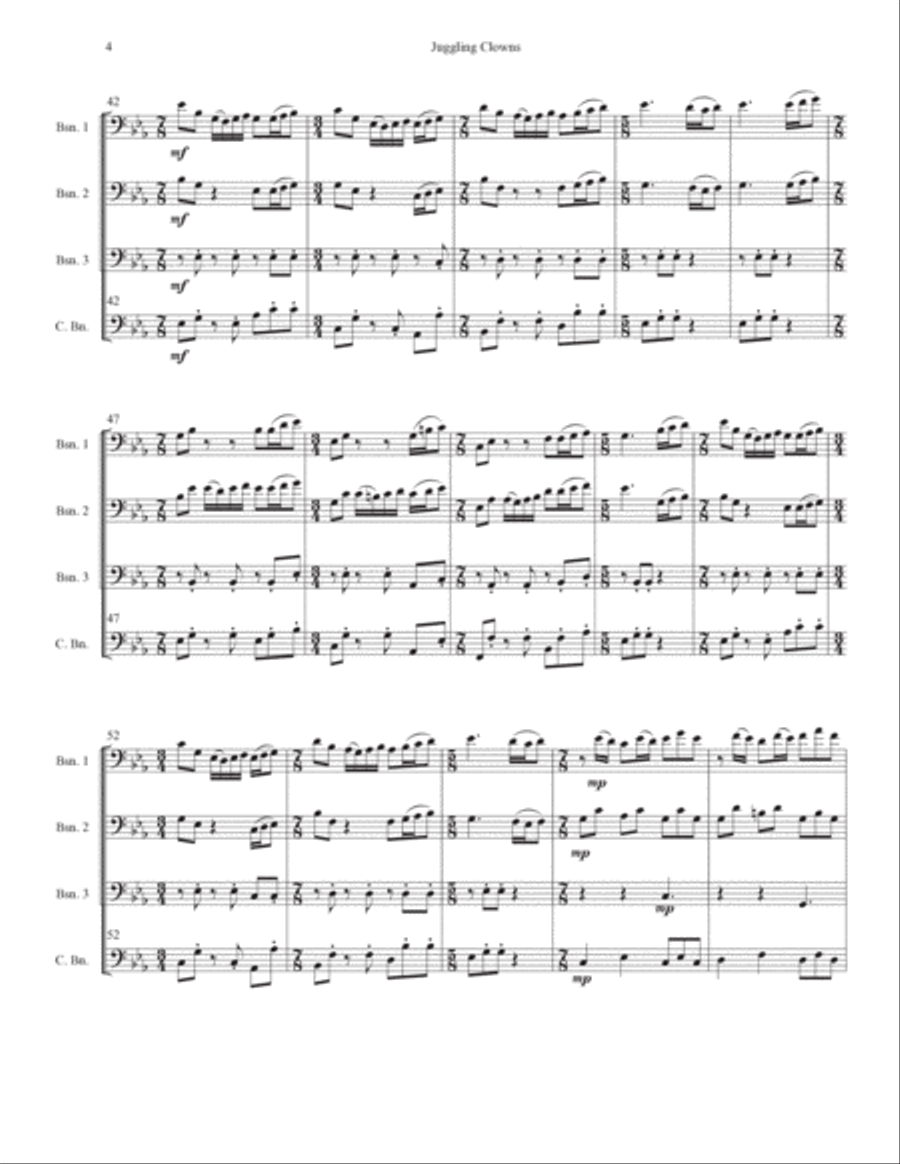 Juggling Clowns for bassoon quartet Woodwind Quartet scores gallery preview page 4