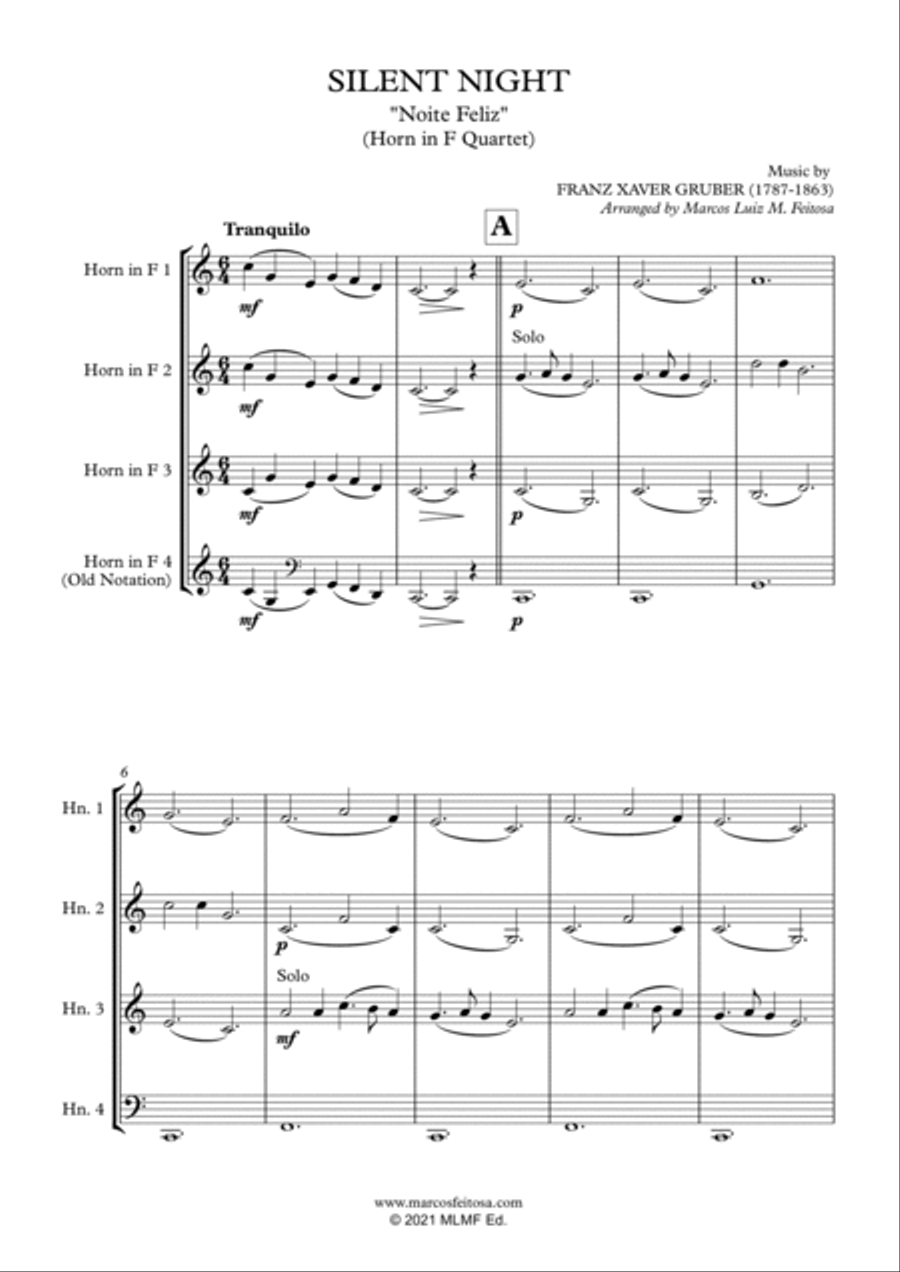 Silent Night - Horn in F Quartet French Horn Quartet scores gallery preview page 3