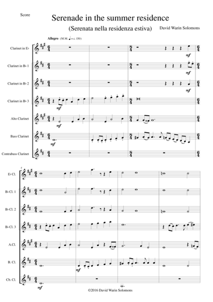 Serenade in the summer residence (Serenata nella residenza estiva) for clarinet choir image number null