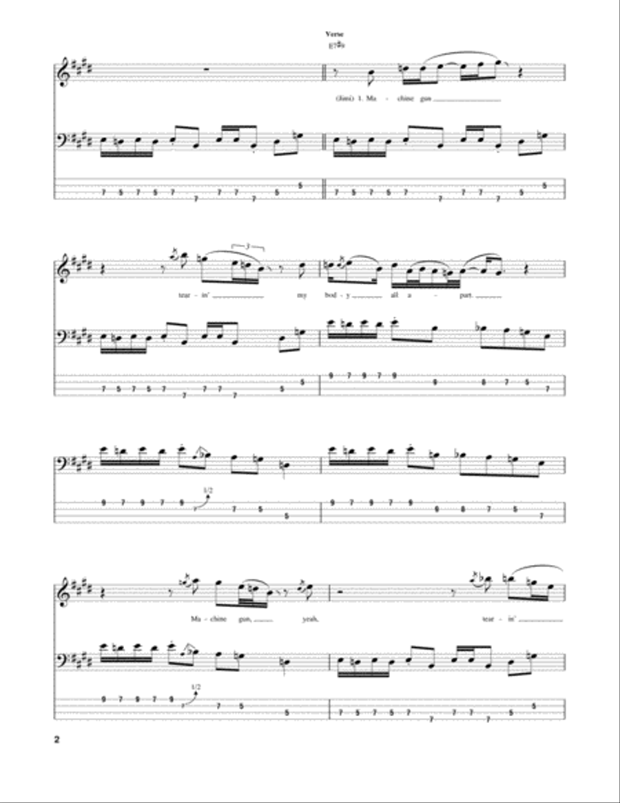 Machine Gun Guitar Tablature scores gallery preview page 2