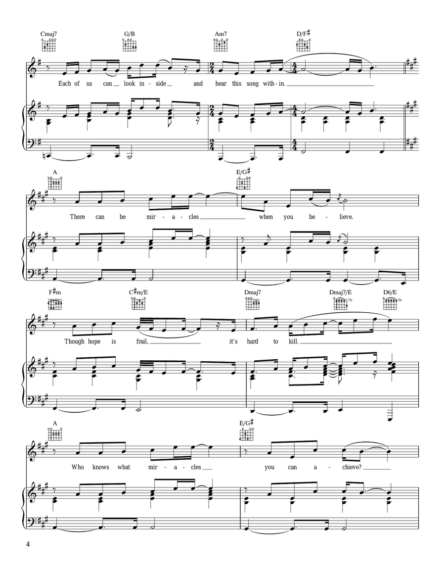 When You Believe (From The Prince Of Egypt) Piano, Vocal, Guitar scores gallery preview page 4