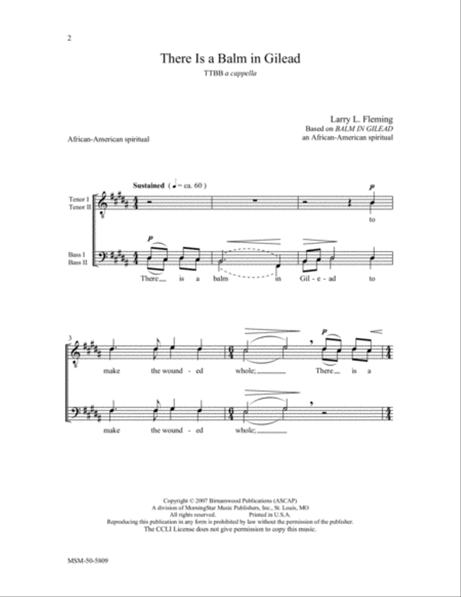 There Is a Balm in Gilead TTBB scores gallery preview page 2