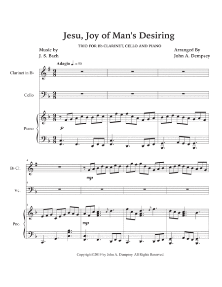 Jesu, Joy of Man's Desiring (Trio for Clarinet, Cello and Piano) image number null