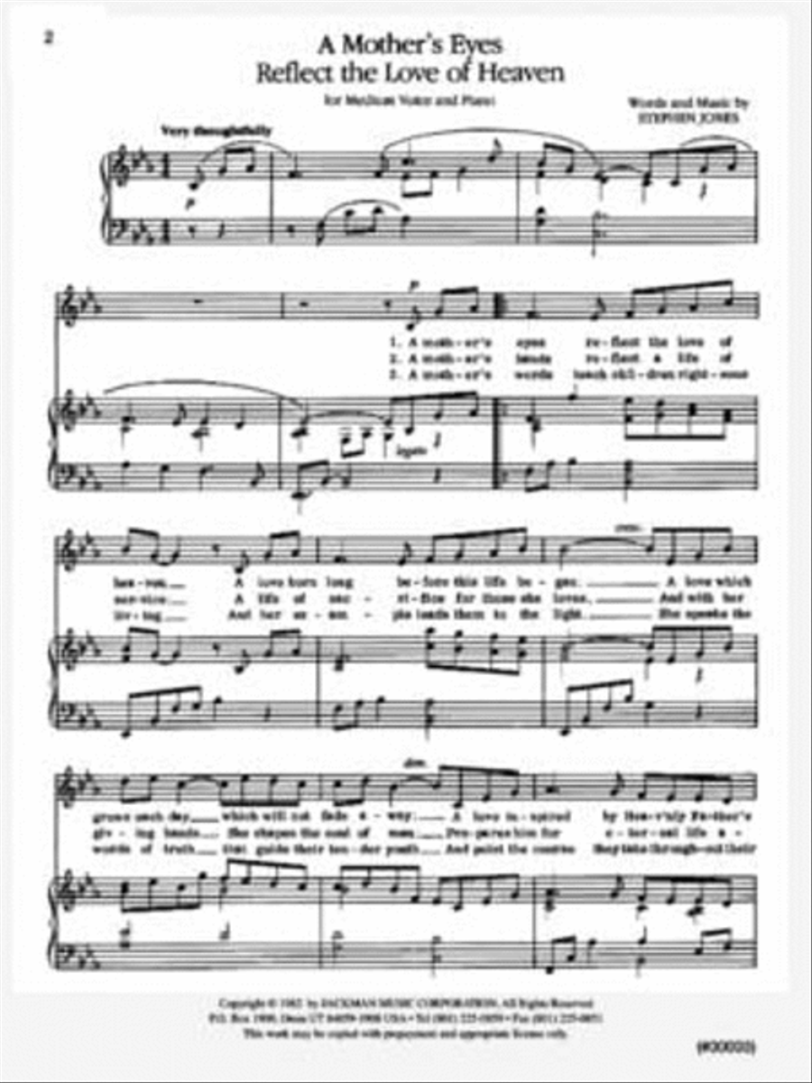 A Mother's Eyes Reflect the Love of Heaven - Vocal Solo Voice Solo scores gallery preview page 2