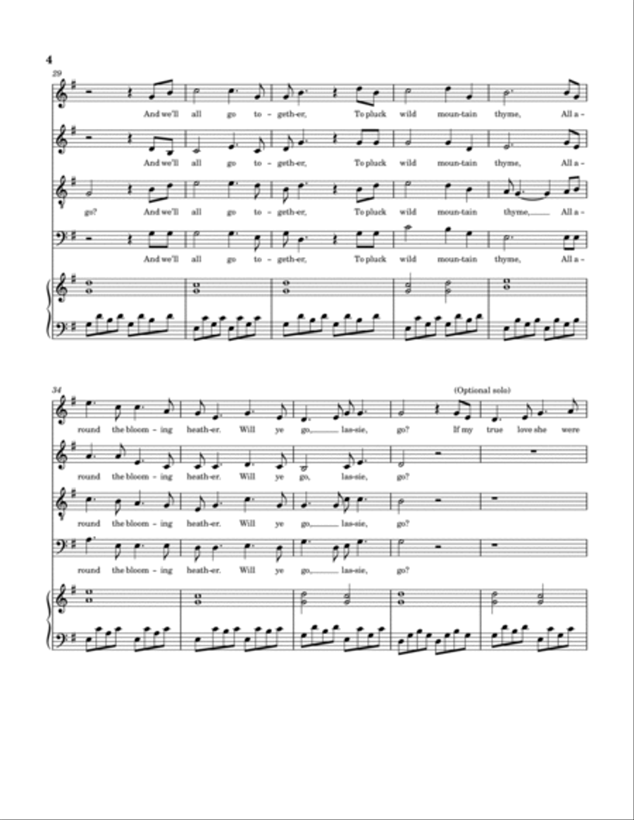 Will ye go, Lassie? Will ye go, Lassie? 4-Part scores gallery preview page 4