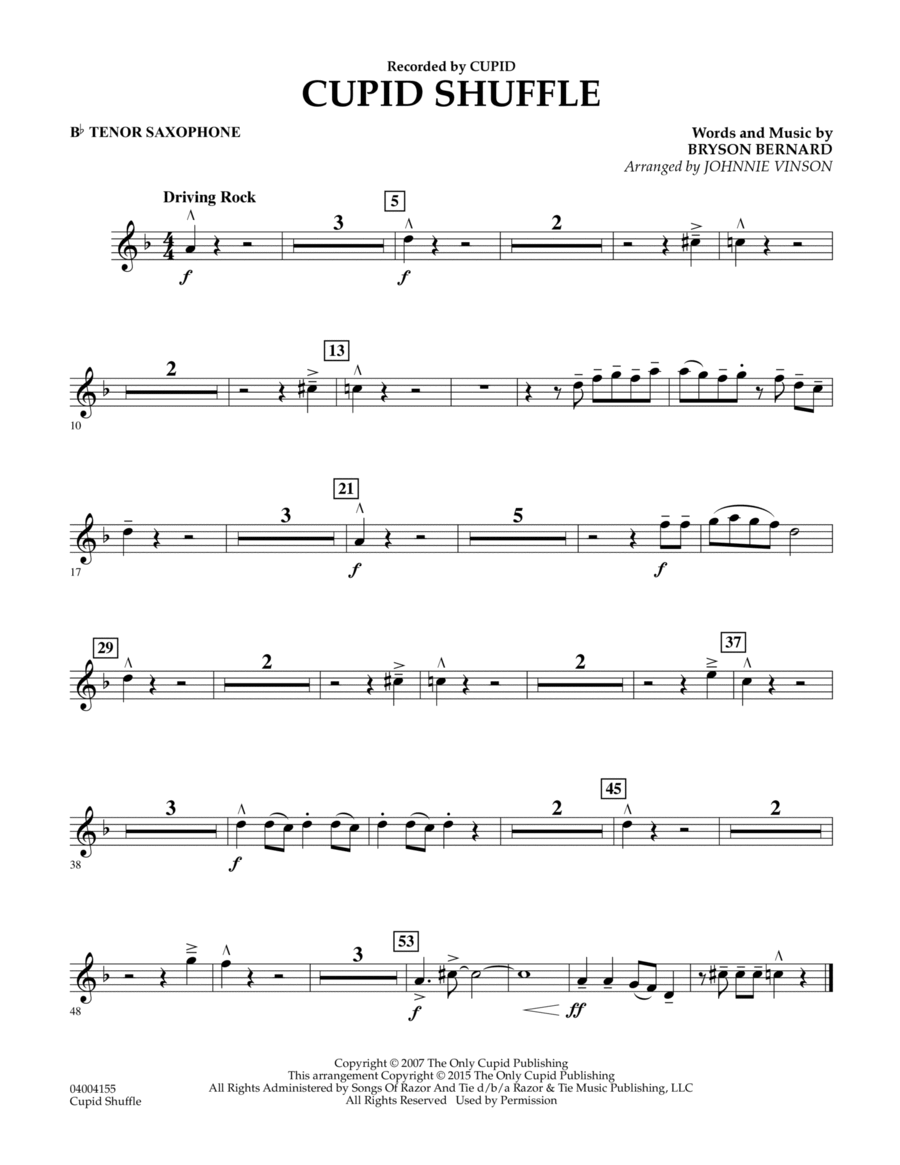 Cupid Shuffle - Bb Tenor Saxophone Concert Band scores gallery preview page 1