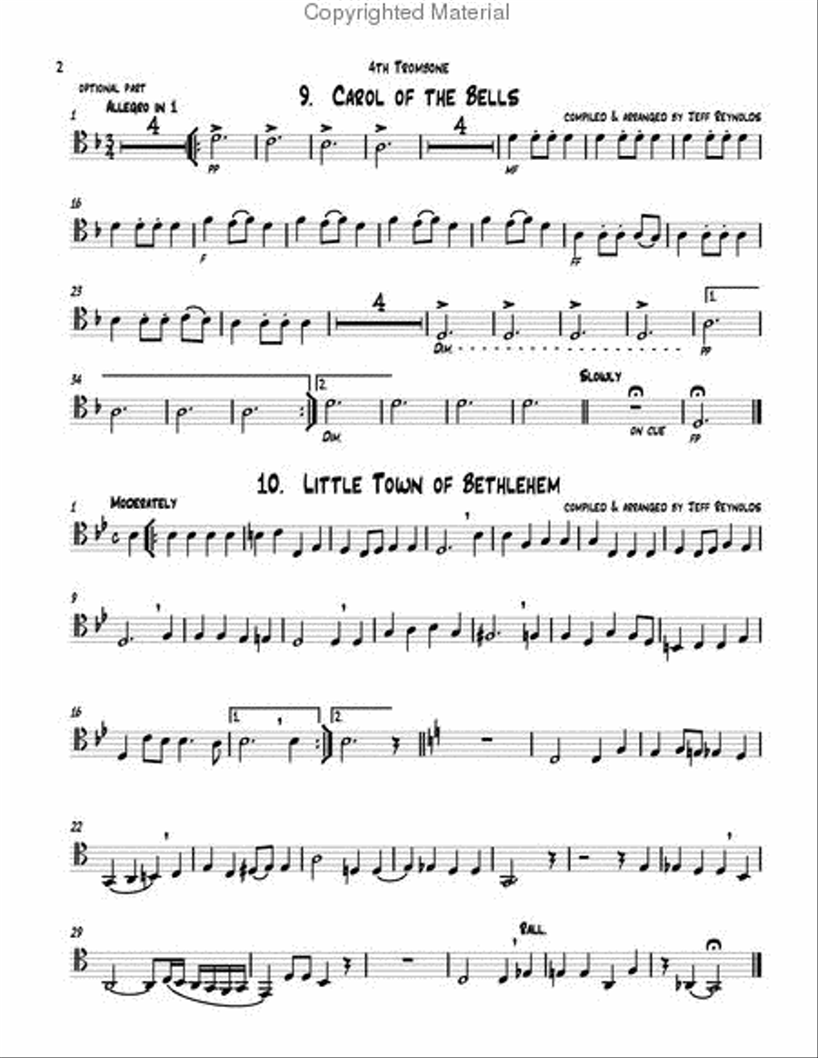 19 Traditional Christmas Carols Trombone Quartet scores gallery preview page 15