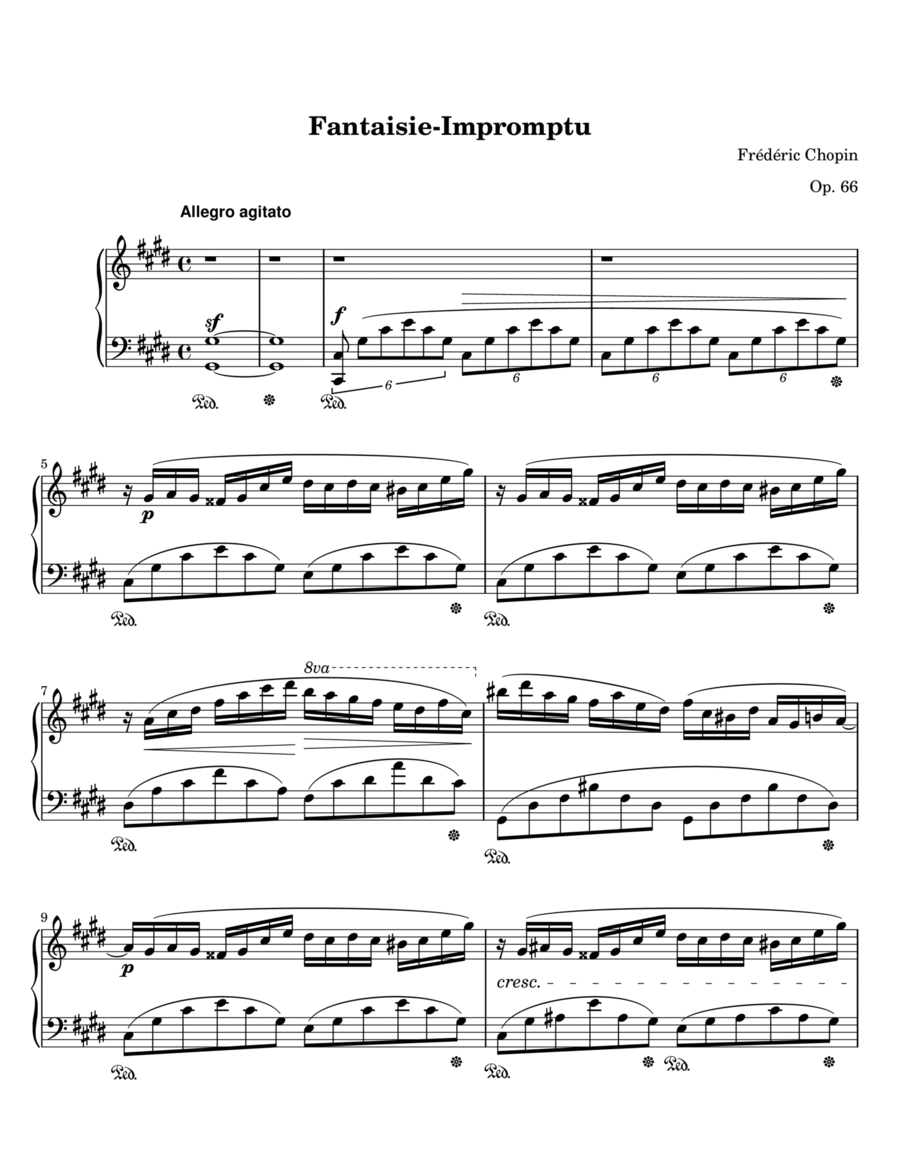 Chopin- Fantaisie Impromptu in C sharp minor Op. 66 Piano Solo scores gallery preview page 1