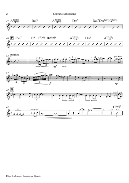 Fab's final song - Ballad - Saxophone Quartet image number null