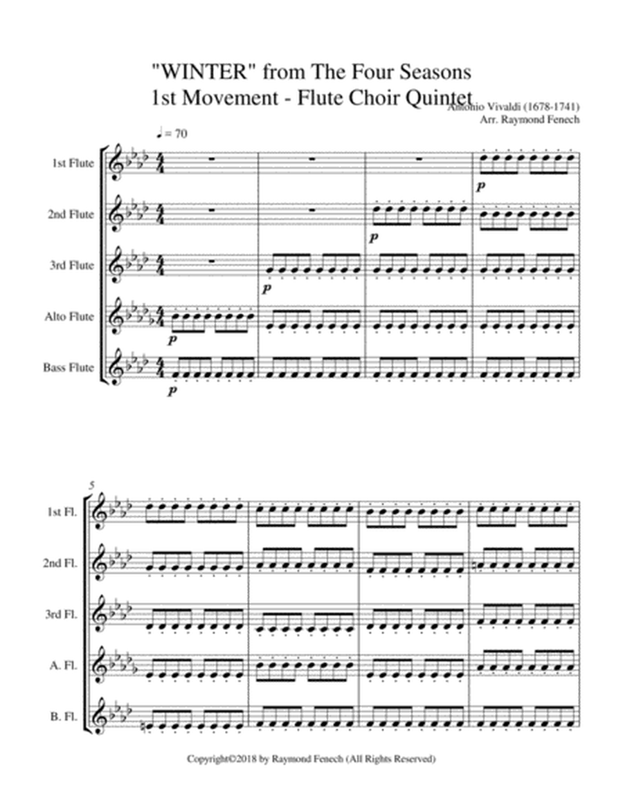 "Winter" from the Four Season 1 st Mov. - Flute Choir Quintet image number null