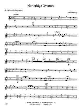 Northridge Overture: B-flat Tenor Saxophone
