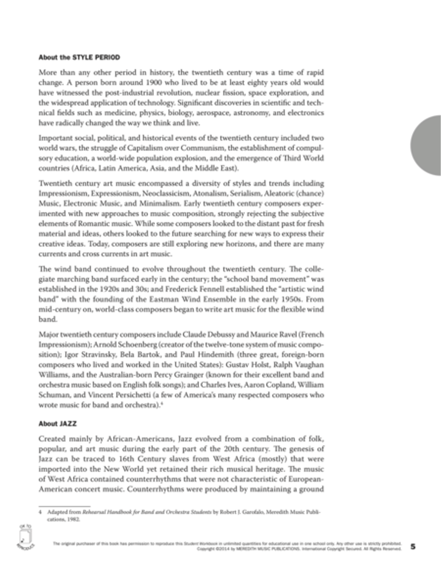 Guides to Band Masterworks, Vol. 5 - Student Workbook - Shortcut Home Activity Books scores gallery preview page 5